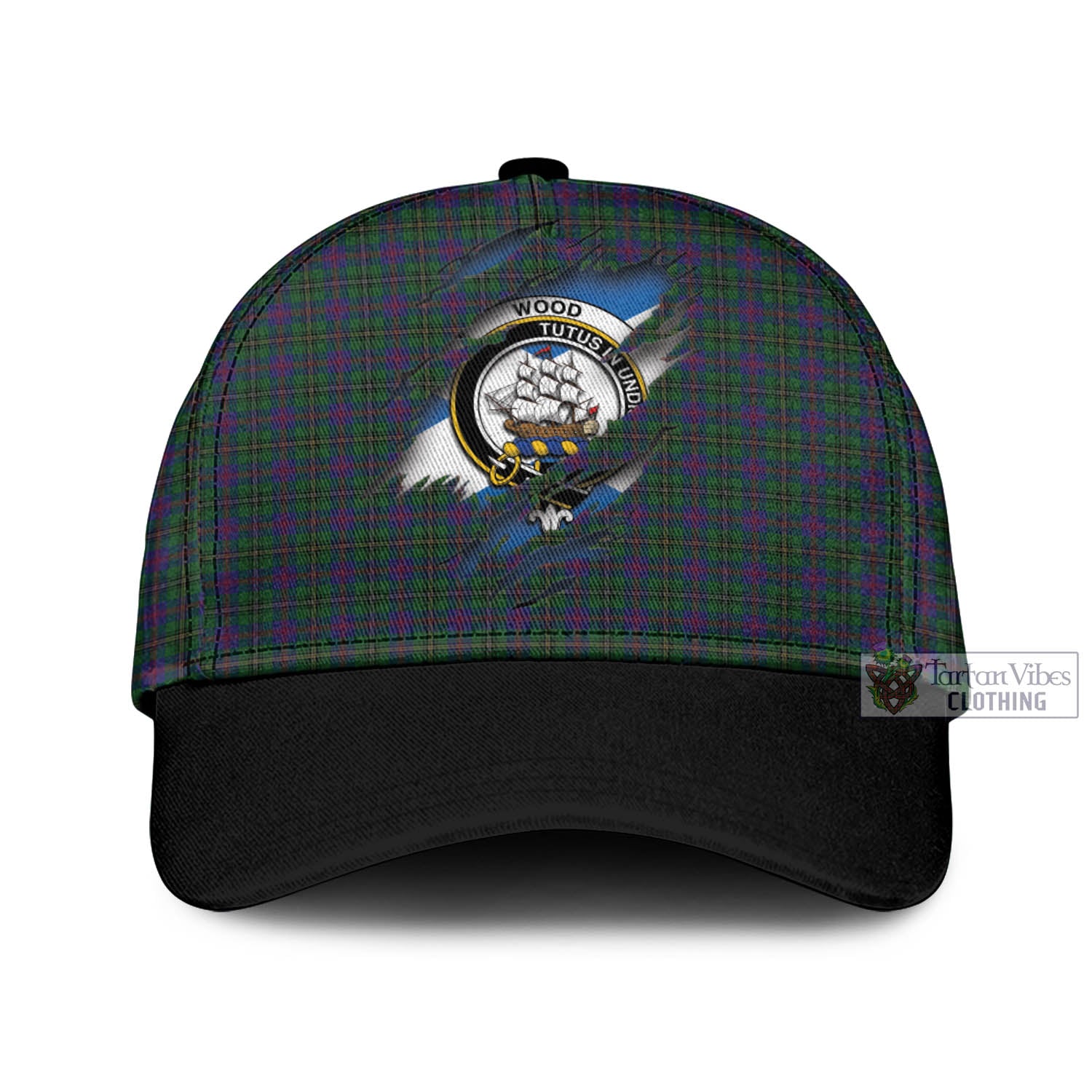 Tartan Vibes Clothing Wood Tartan Classic Cap with Family Crest In Me Style