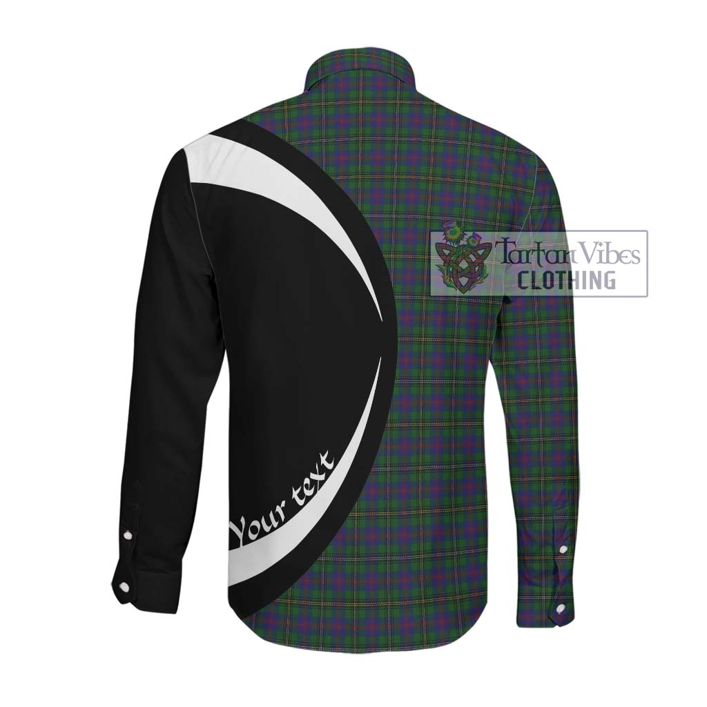 Wood Tartan Long Sleeve Button Up with Family Crest Circle Style Men's Shirt - Tartan Vibes Clothing