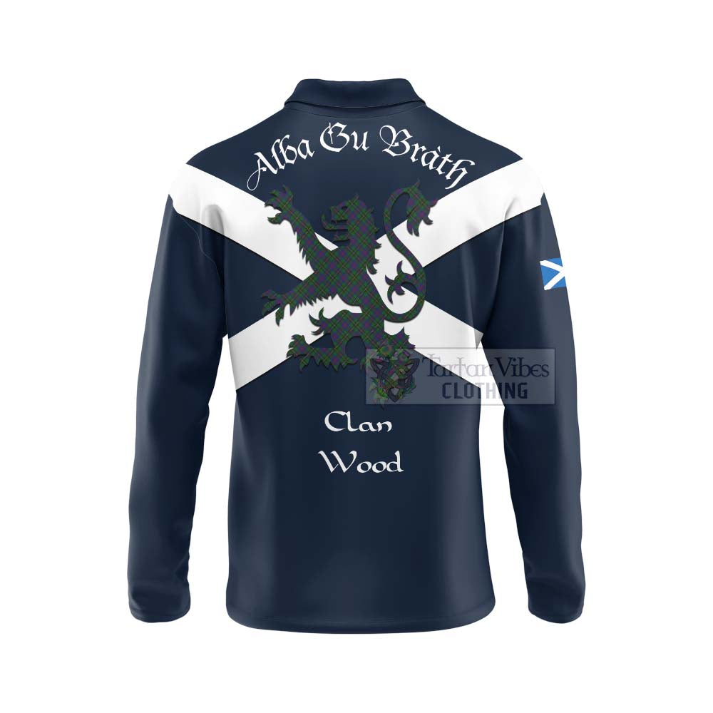 Tartan Vibes Clothing Wood Tartan Lion Rampant Long Sleeve Polo Shirt – Proudly Display Your Heritage with Alba Gu Brath and Clan Name