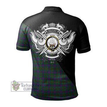 Wood Tartan Polo Shirt with Family Crest and Military Logo Style