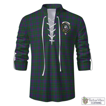 Wood Tartan Men's Scottish Traditional Jacobite Ghillie Kilt Shirt with Family Crest