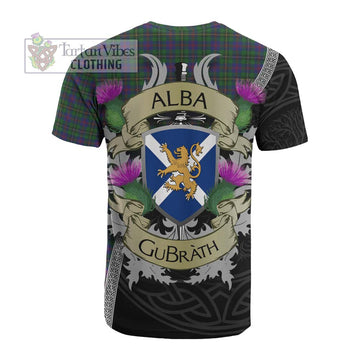 Wood Tartan Family Crest Cotton T-shirt Lion Rampant Royal Thistle Shield Celtic Inspired - Tartan Vibes Clothing