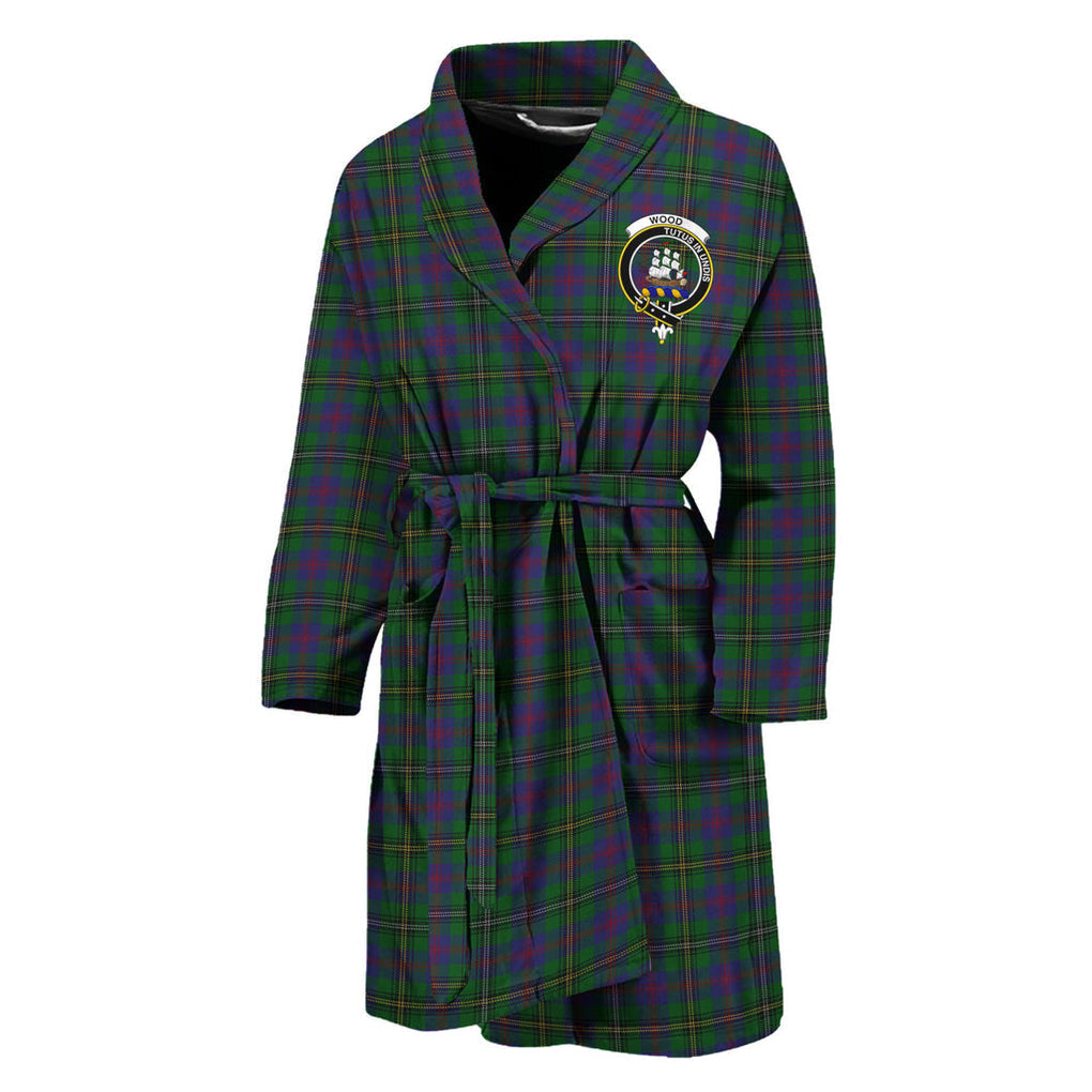 Wood Tartan Bathrobe with Family Crest Unisex M - Tartan Vibes Clothing