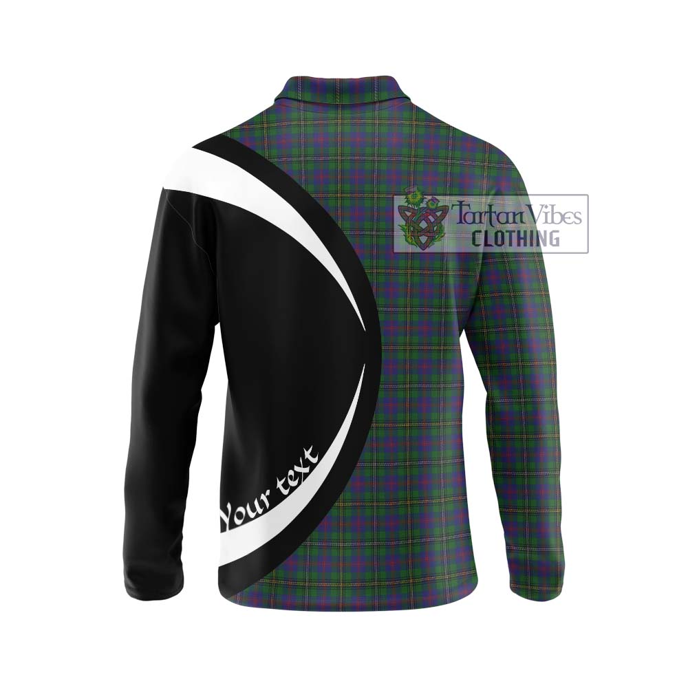 Wood Tartan Long Sleeve Polo Shirt with Family Crest Circle Style - Tartan Vibes Clothing