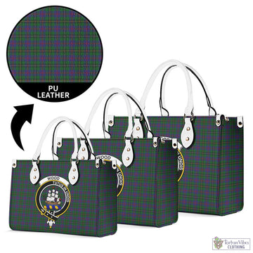 Wood Tartan Luxury Leather Handbags with Family Crest