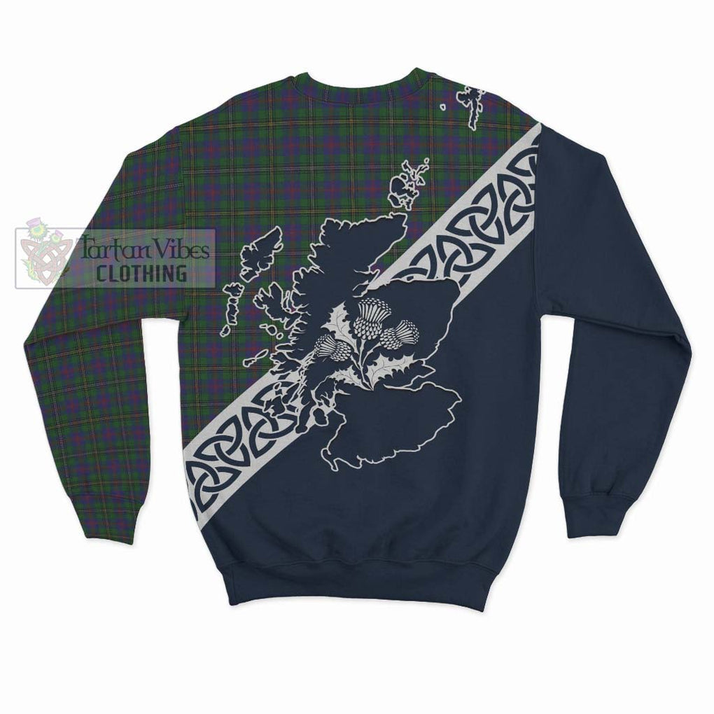 Tartan Vibes Clothing Wood Tartan Sweatshirt Featuring Thistle and Scotland Map