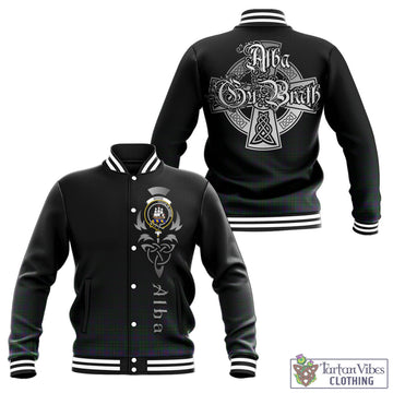 Wood Tartan Baseball Jacket Featuring Alba Gu Brath Family Crest Celtic Inspired