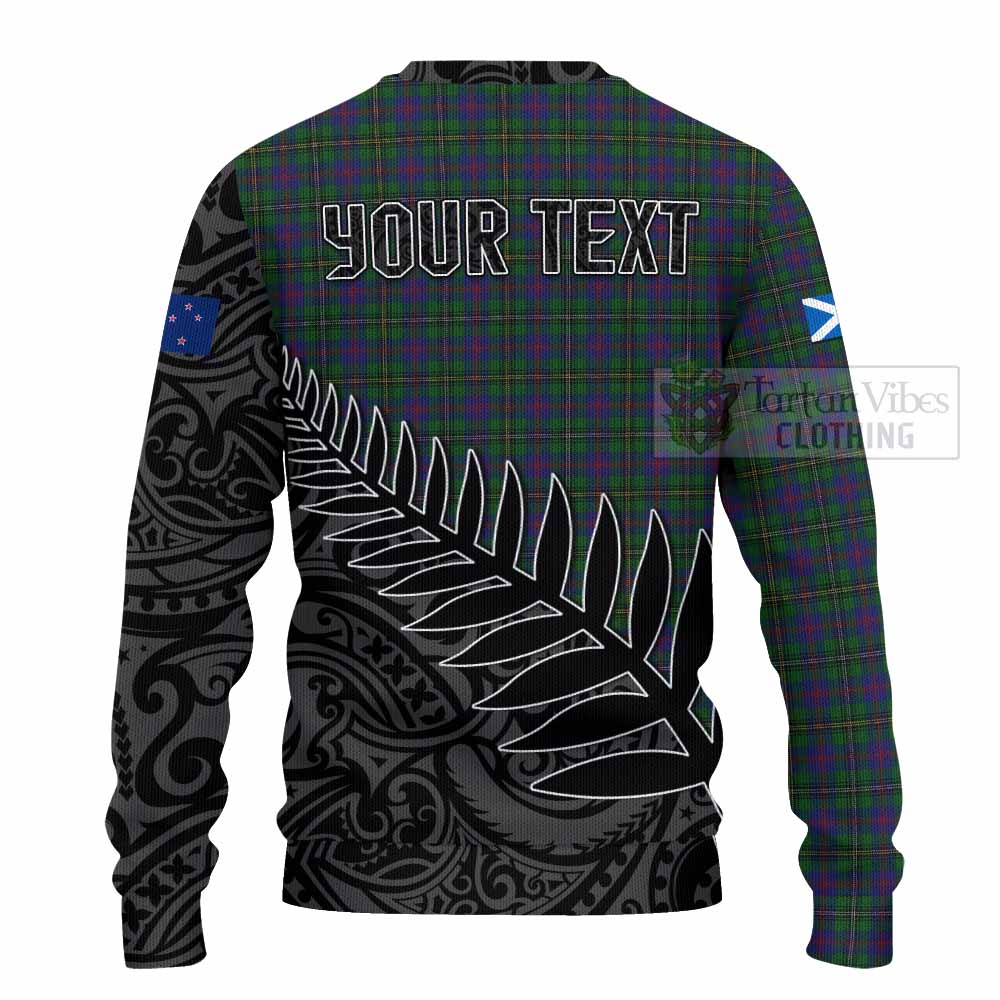 Tartan Vibes Clothing Wood Crest Tartan Knitted Sweater with New Zealand Silver Fern Half Style