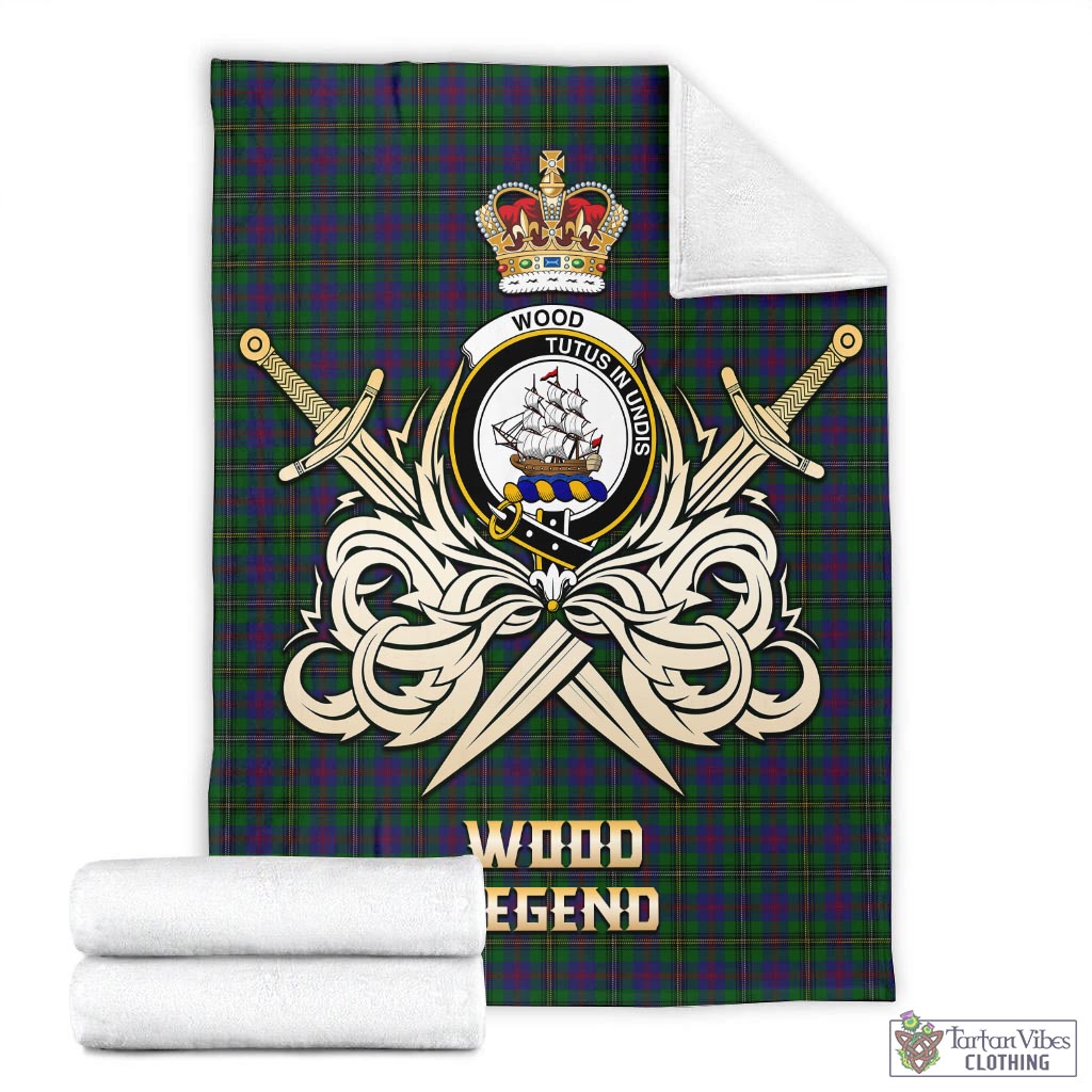 Tartan Vibes Clothing Wood Tartan Blanket with Clan Crest and the Golden Sword of Courageous Legacy