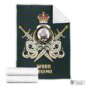 Wood Tartan Blanket with Clan Crest and the Golden Sword of Courageous Legacy