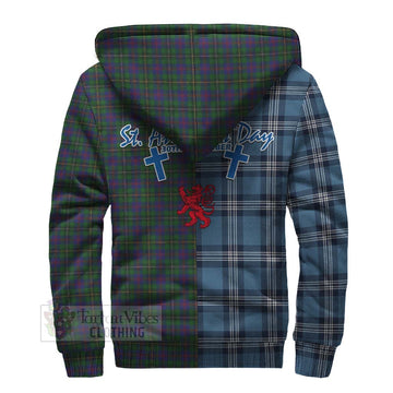 Wood Tartan Sherpa Hoodie Happy St. Andrew's Day Half Tartan Style