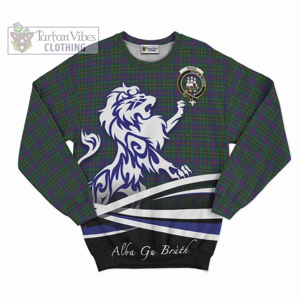 Wood Tartan Sweatshirt with Alba Gu Brath Regal Lion Emblem - Tartanvibesclothing Shop