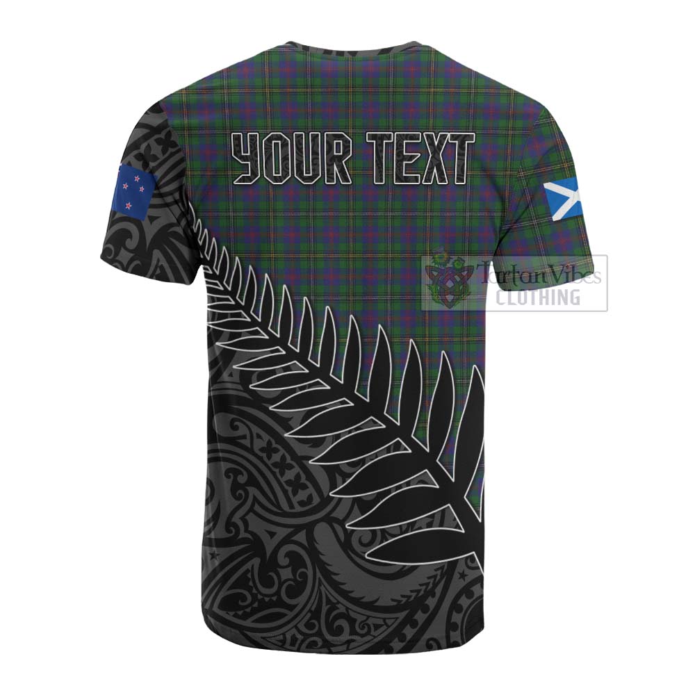 Tartan Vibes Clothing Wood Crest Tartan Cotton T-shirt with New Zealand Silver Fern Half Style