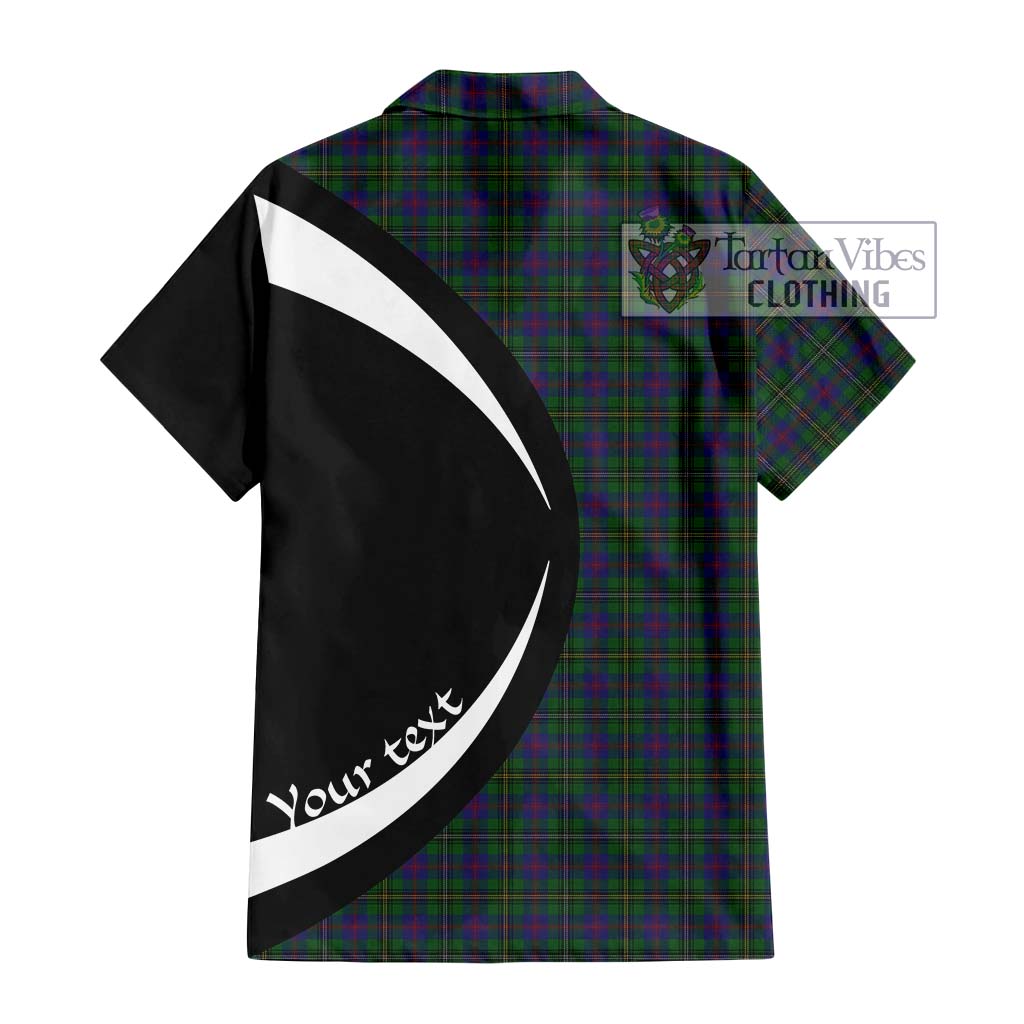 Wood Tartan Short Sleeve Button Up with Family Crest Circle Style - Tartan Vibes Clothing