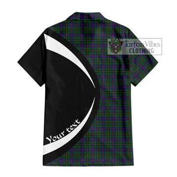 Wood Tartan Short Sleeve Button Up with Family Crest Circle Style