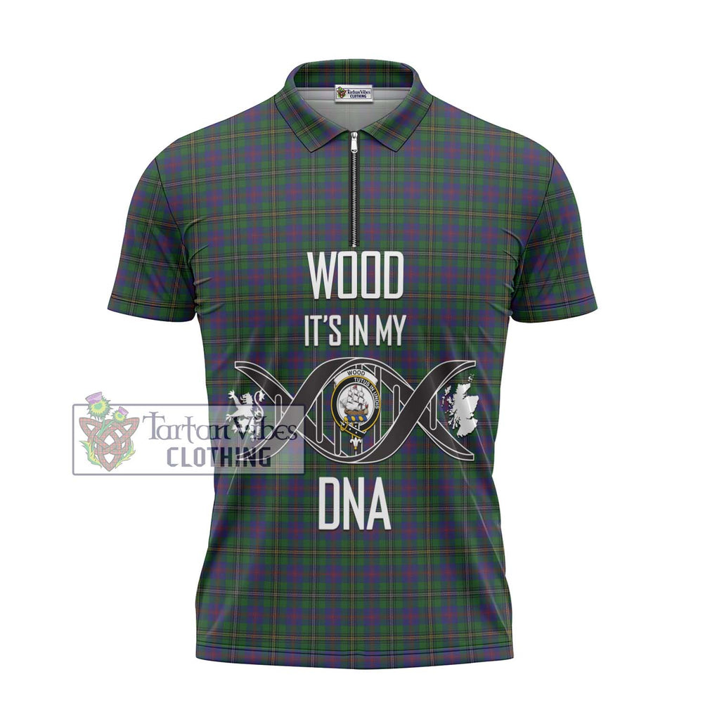 Wood Tartan Zipper Polo Shirt with Family Crest DNA In Me Style - Tartanvibesclothing Shop