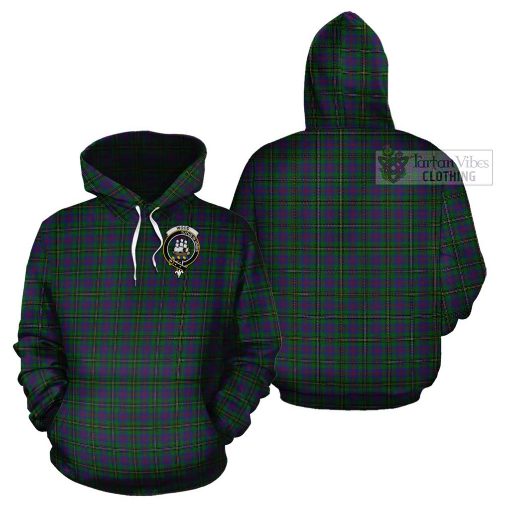 Wood Tartan Cotton Hoodie with Family Crest Pullover Hoodie - Tartan Vibes Clothing