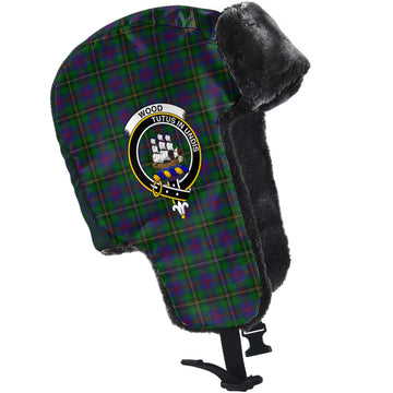 Wood Tartan Winter Trapper Hat with Family Crest