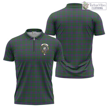 Wood Tartan Zipper Polo Shirt with Family Crest