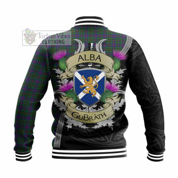 Wood Tartan Family Crest Baseball Jacket Lion Rampant Royal Thistle Shield Celtic Inspired - Tartan Vibes Clothing