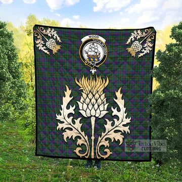 Wood Tartan Quilt with Family Crest and Golden Thistle Style