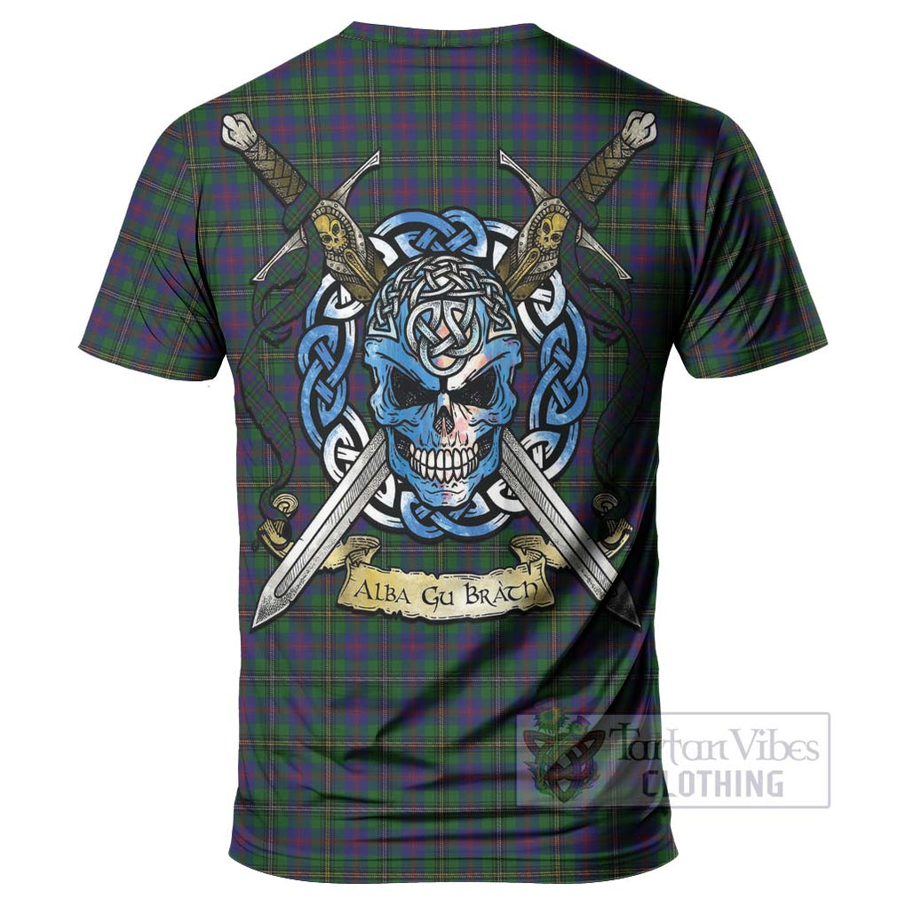 Tartan Vibes Clothing Wood Tartan T-Shirt with Family Crest Celtic Skull Style