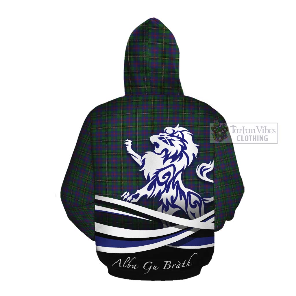 Tartan Vibes Clothing Wood Tartan Cotton Hoodie with Alba Gu Brath Regal Lion Emblem