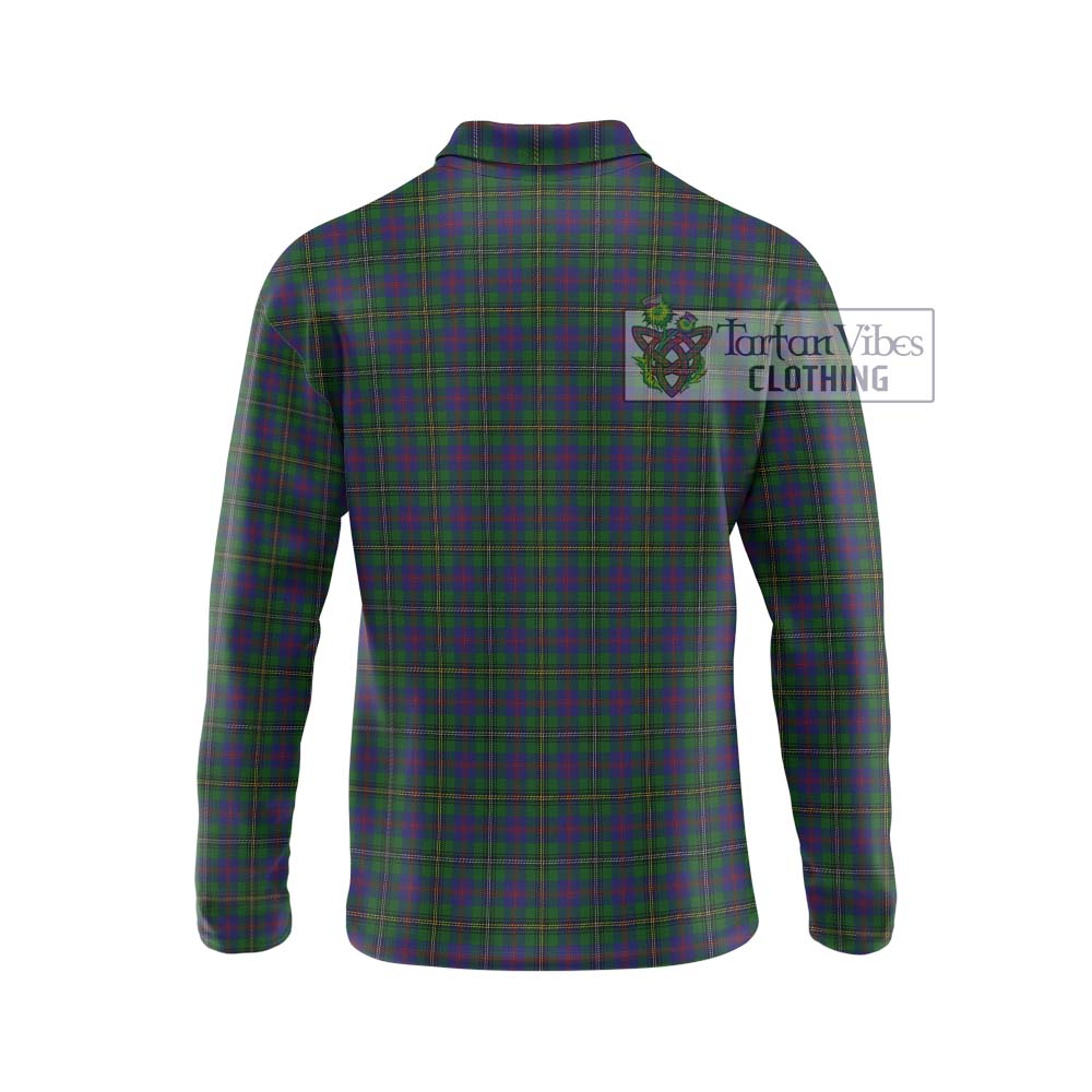 Wood Tartan Long Sleeve Polo Shirt with Family Crest DNA In Me Style - Tartanvibesclothing Shop