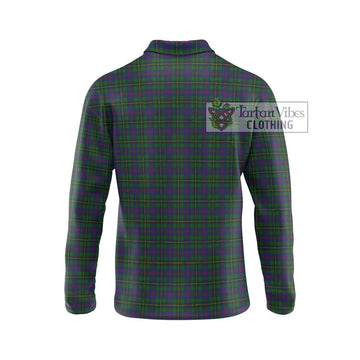 Wood Tartan Long Sleeve Polo Shirt with Family Crest DNA In Me Style