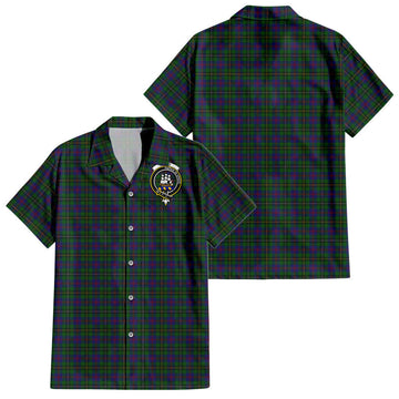 Wood Tartan Short Sleeve Button Down Shirt with Family Crest