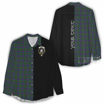 Wood Tartan Women's Casual Shirt with Family Crest and Half Of Me Style