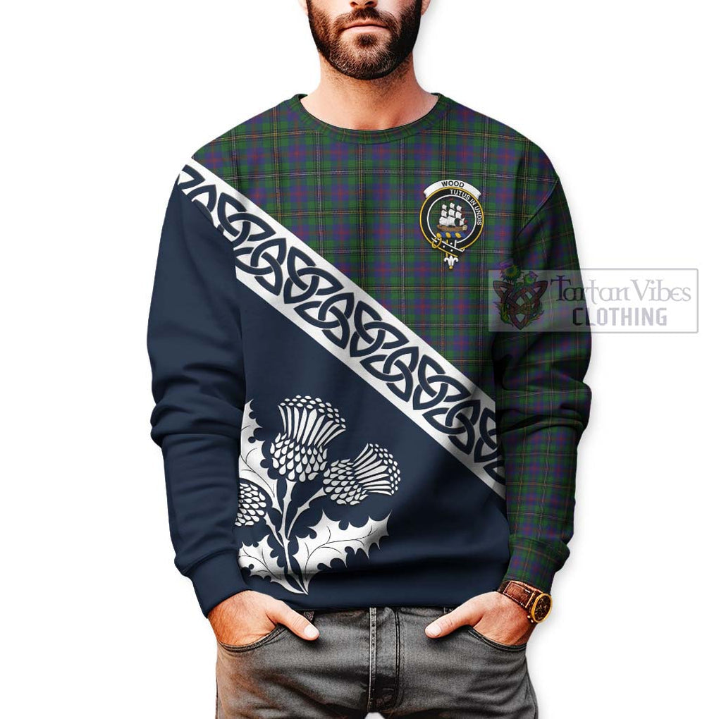 Tartan Vibes Clothing Wood Tartan Sweatshirt Featuring Thistle and Scotland Map