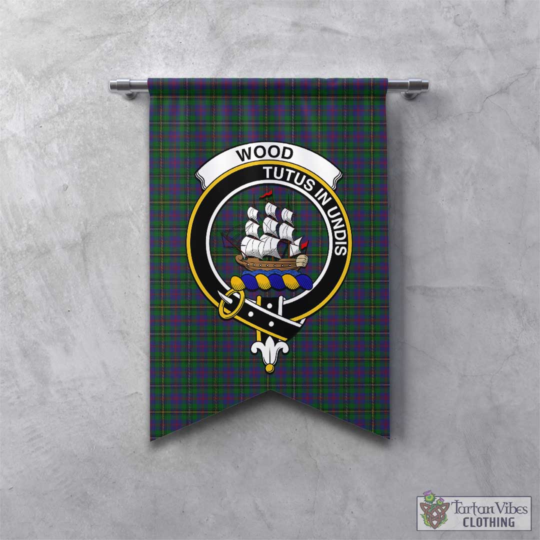 Tartan Vibes Clothing Wood Tartan Gonfalon, Tartan Banner with Family Crest