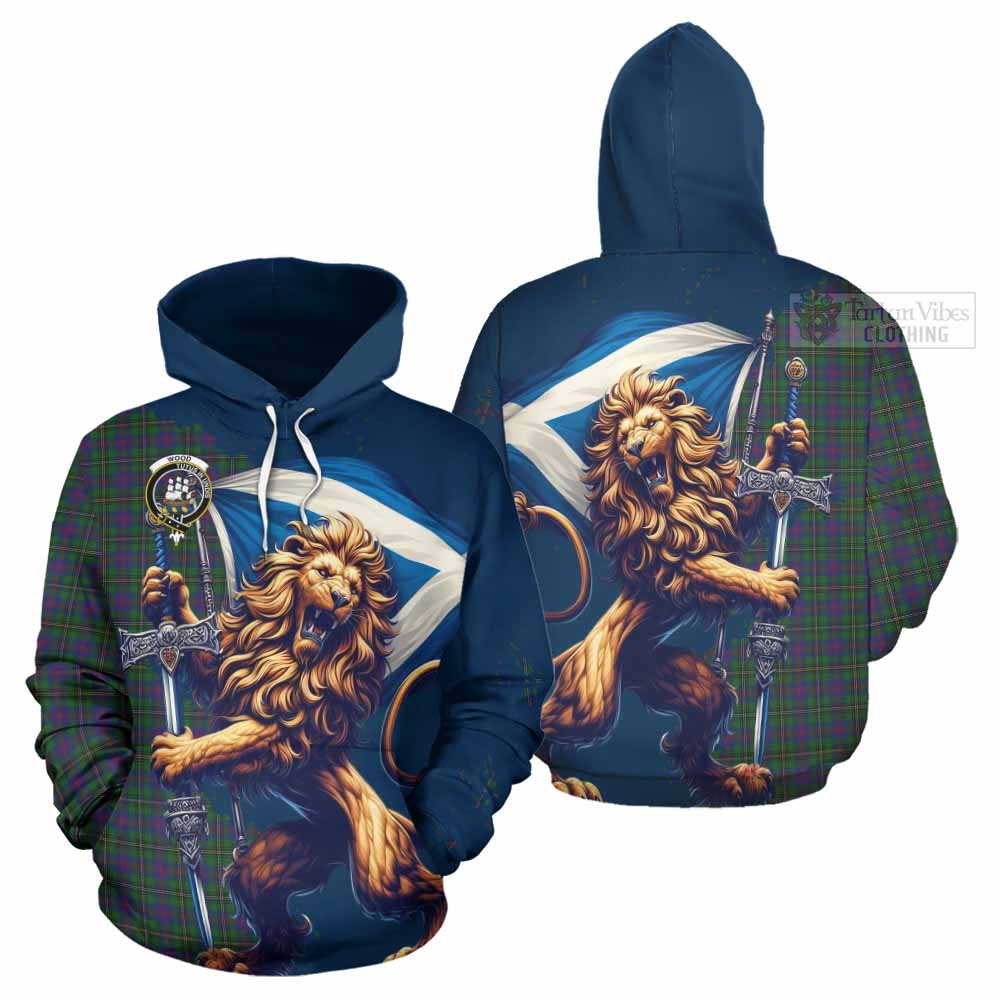 Tartan Vibes Clothing Wood Tartan Family Crest Hoodie with Scottish Majestic Lion