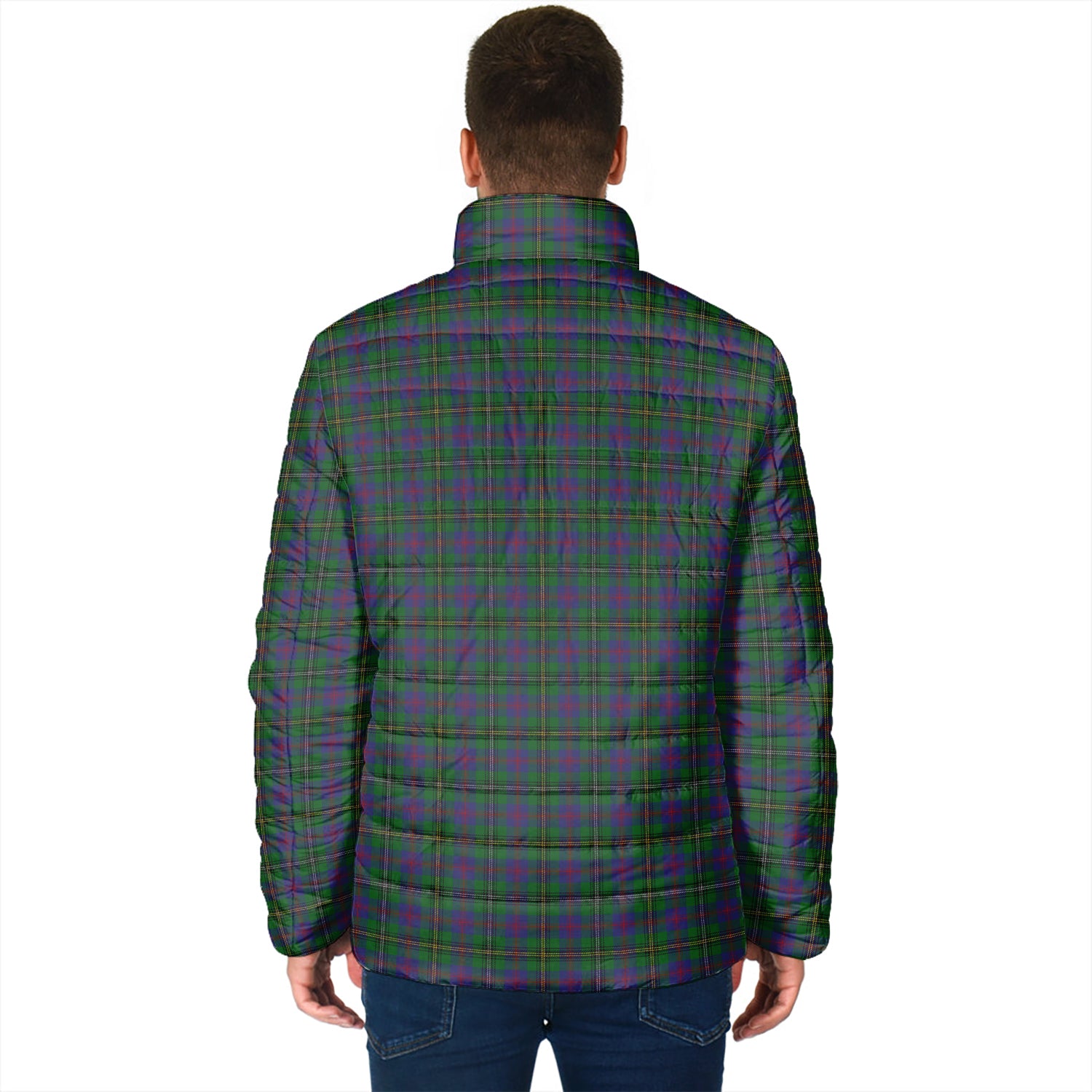 Wood Tartan Padded Jacket with Family Crest - Tartan Vibes Clothing