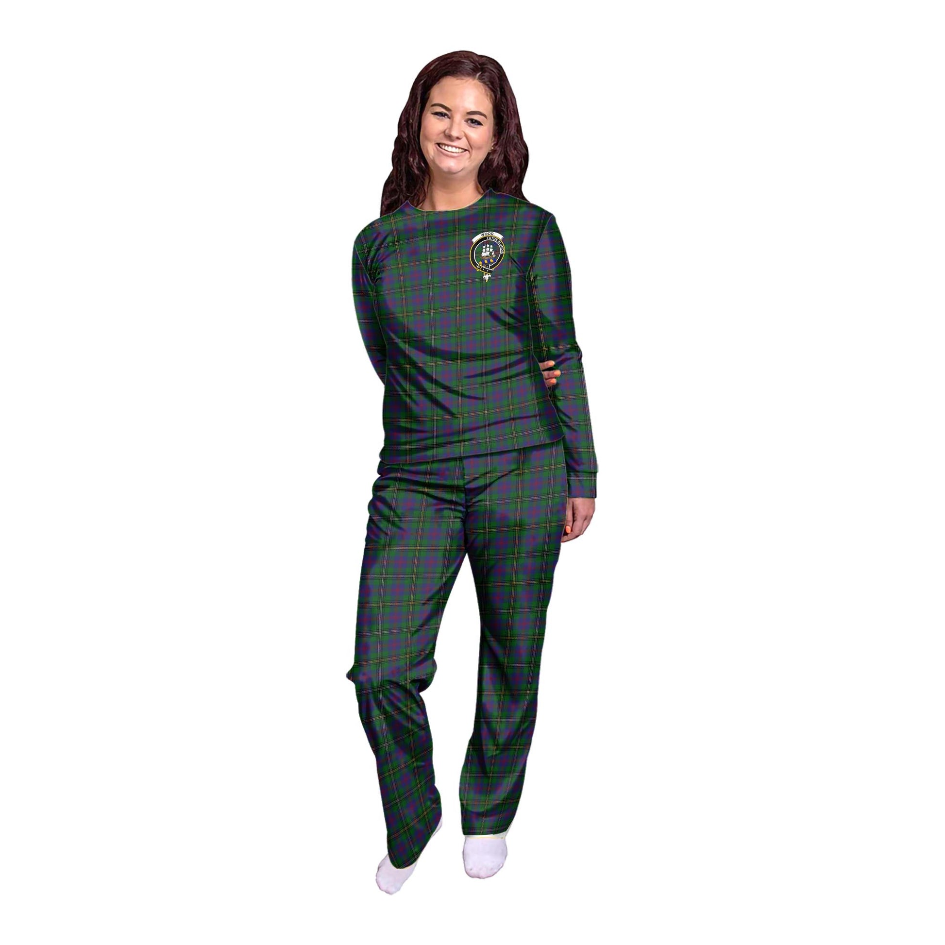 Wood Tartan Pajamas Family Set with Family Crest - Tartanvibesclothing