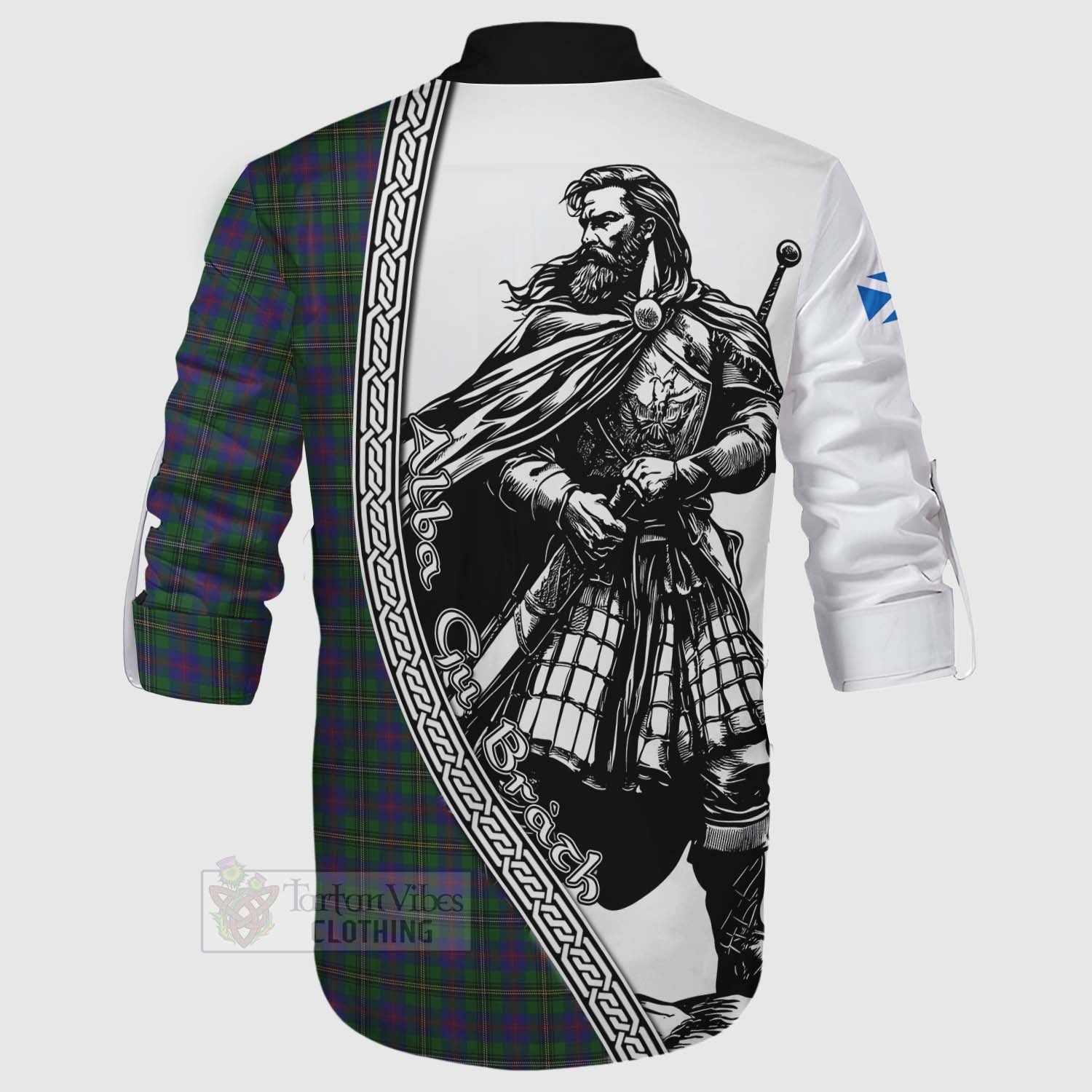 Tartan Vibes Clothing Wood Tartan Clan Crest Ghillie Kilt Shirt with Highlander Warrior Celtic Style