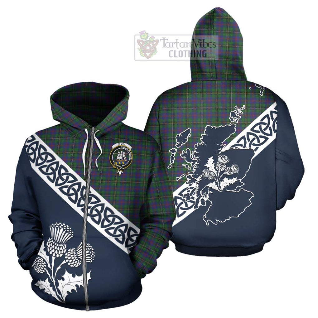 Tartan Vibes Clothing Wood Tartan Hoodie Featuring Thistle and Scotland Map