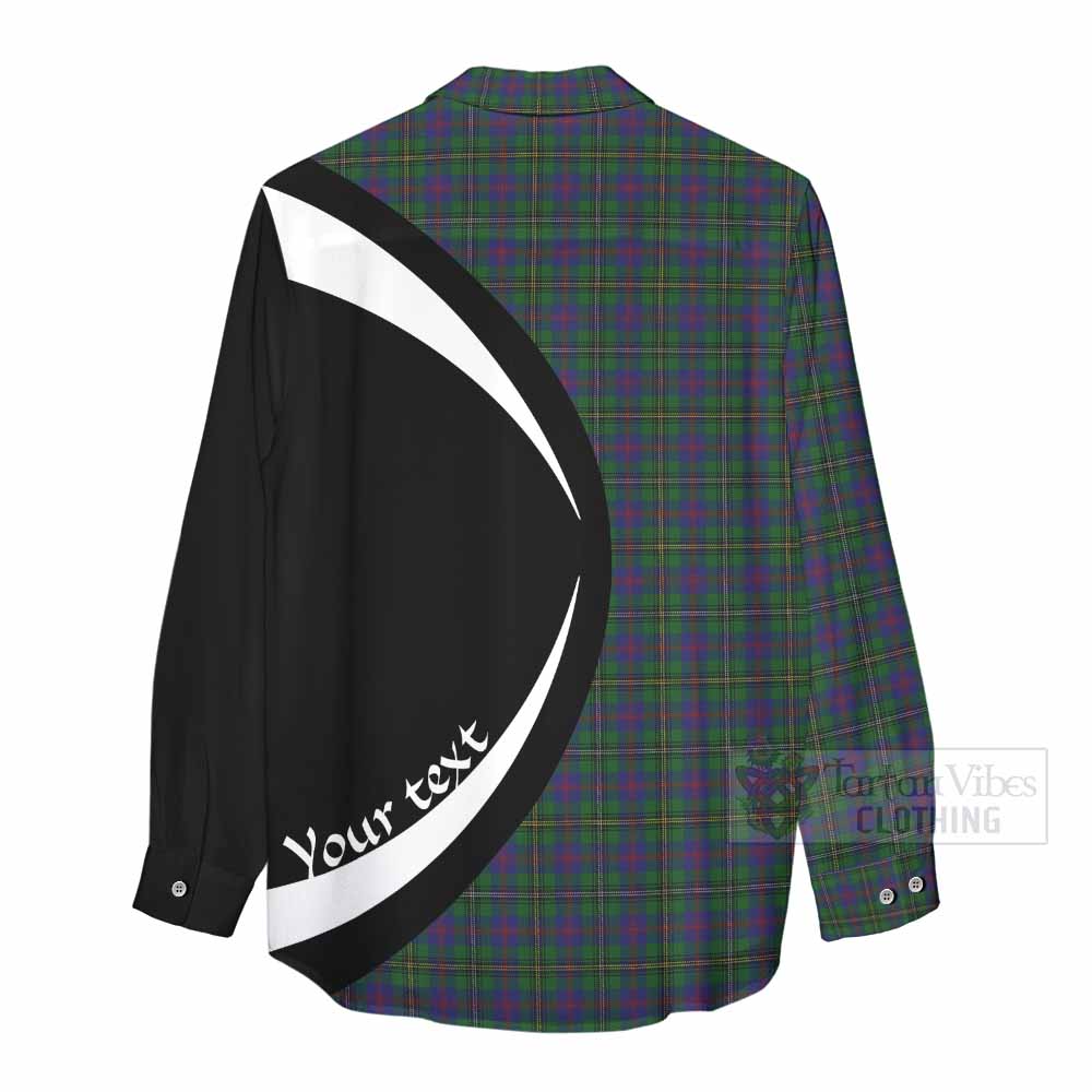 Tartan Vibes Clothing Wood Tartan Women's Casual Shirt with Family Crest Circle Style