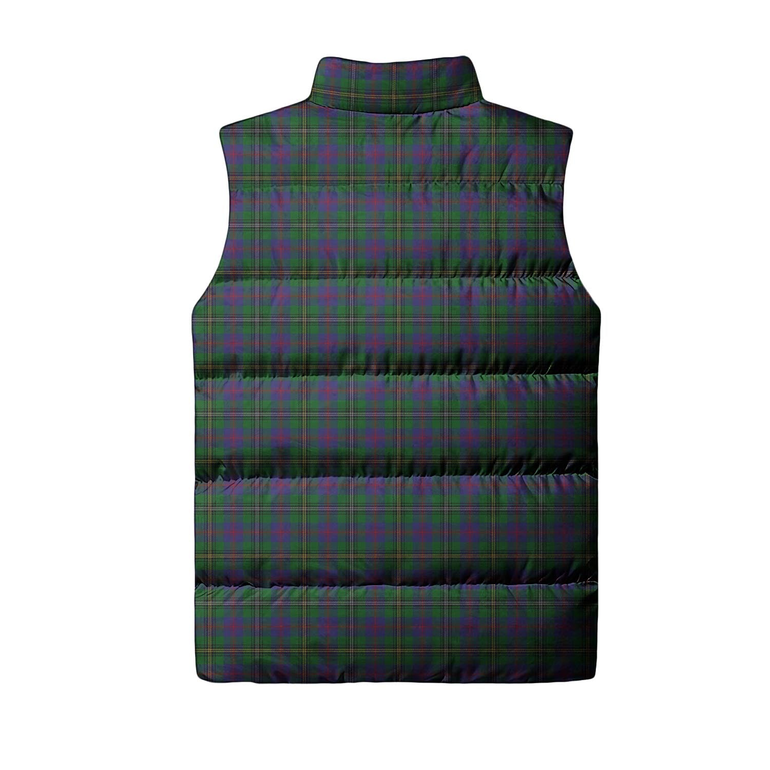 Wood Tartan Sleeveless Puffer Jacket with Family Crest - Tartanvibesclothing