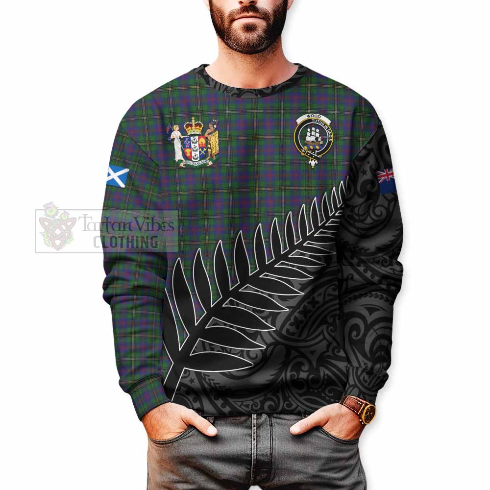 Tartan Vibes Clothing Wood Crest Tartan Sweatshirt with New Zealand Silver Fern Half Style