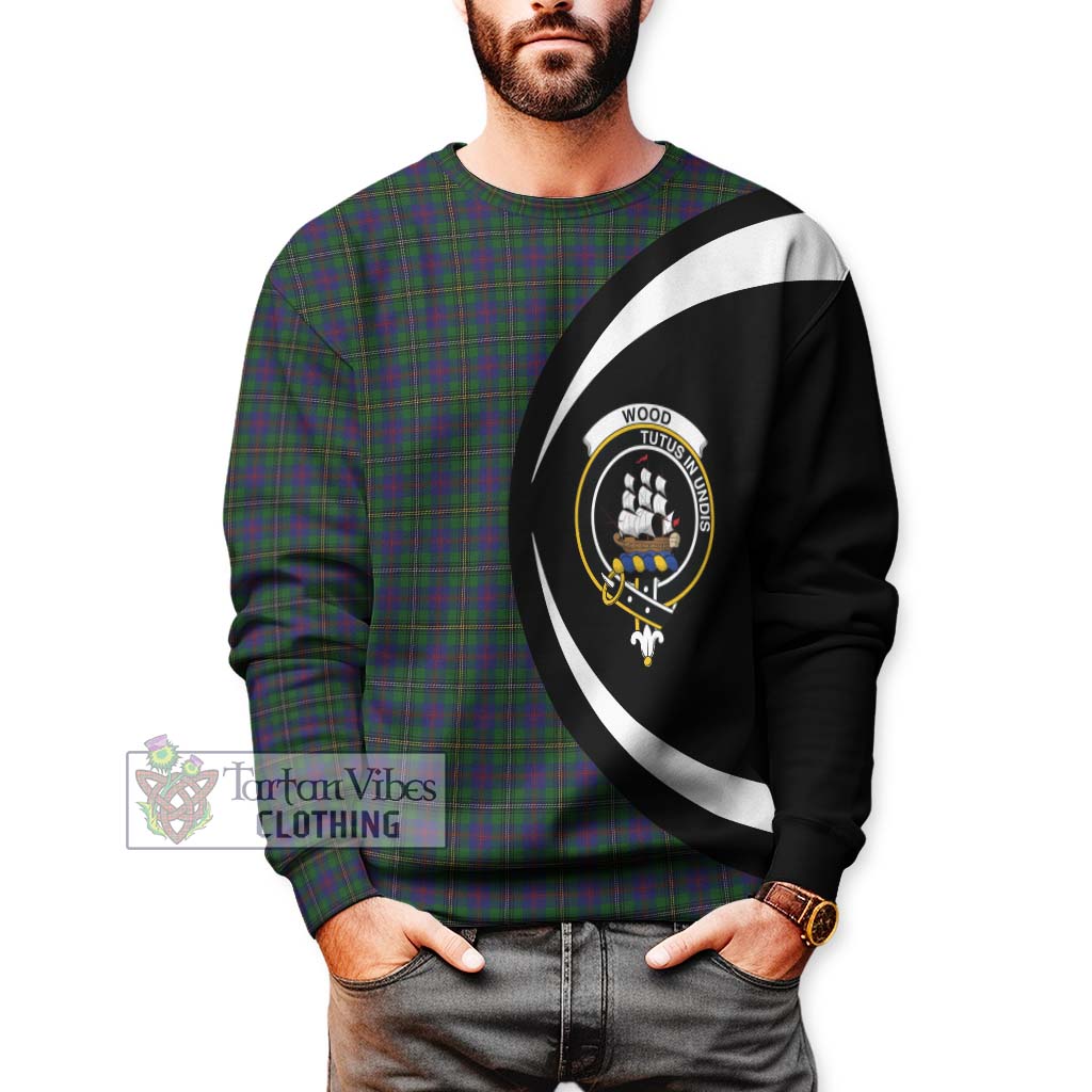 Wood Tartan Sweatshirt with Family Crest Circle Style - Tartan Vibes Clothing