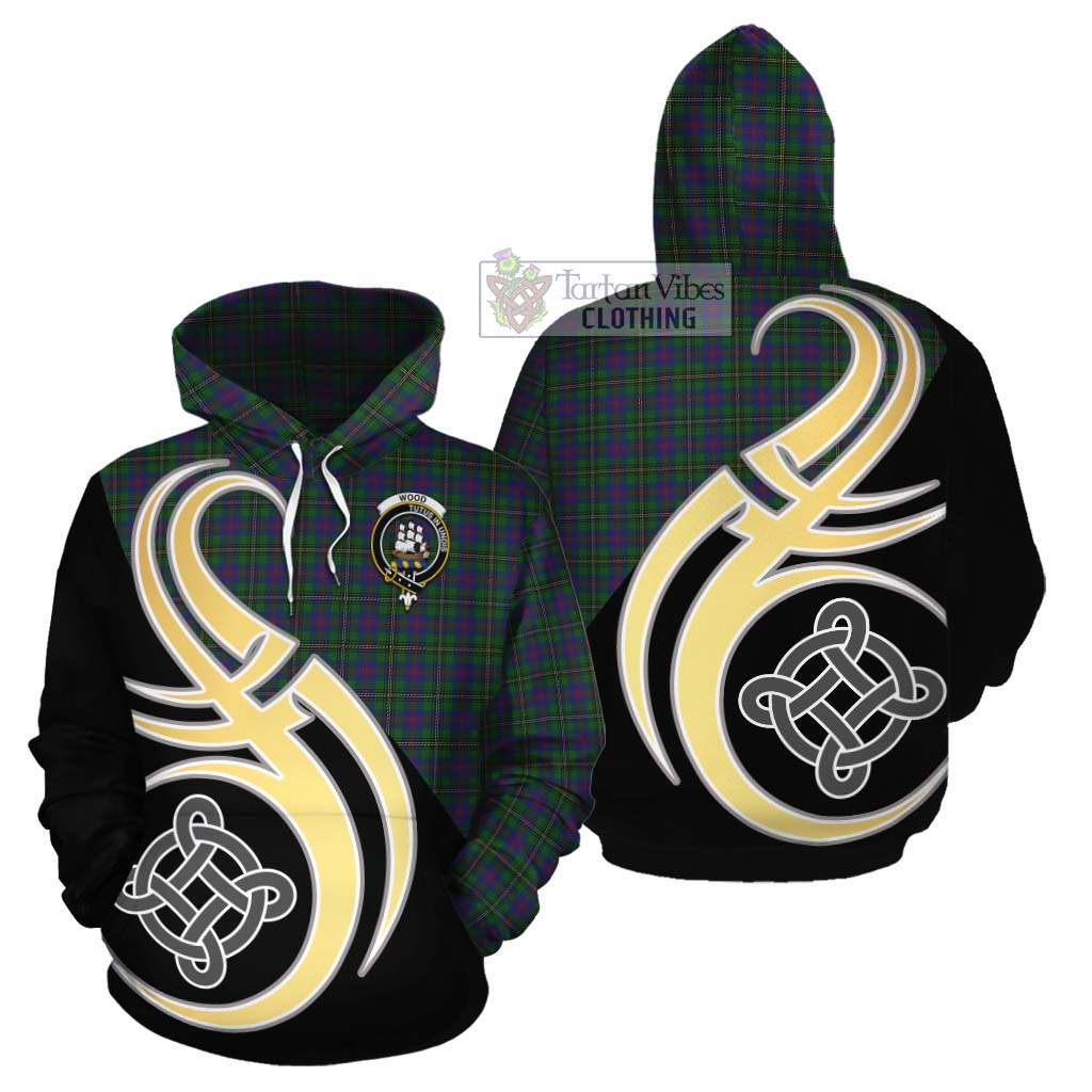 Tartan Vibes Clothing Wood Tartan Cotton Hoodie with Family Crest and Celtic Symbol Style