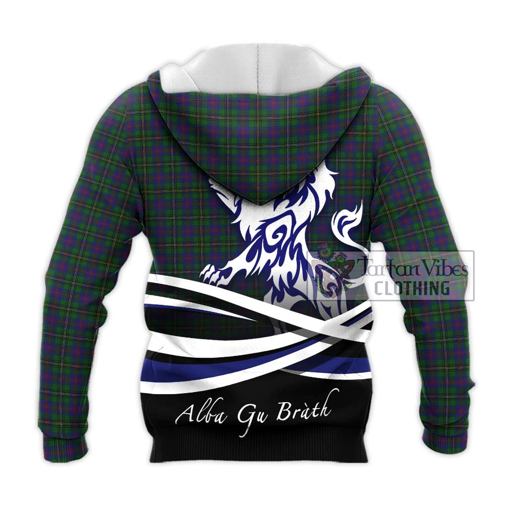 Wood Tartan Knitted Hoodie with Alba Gu Brath Regal Lion Emblem - Tartanvibesclothing Shop