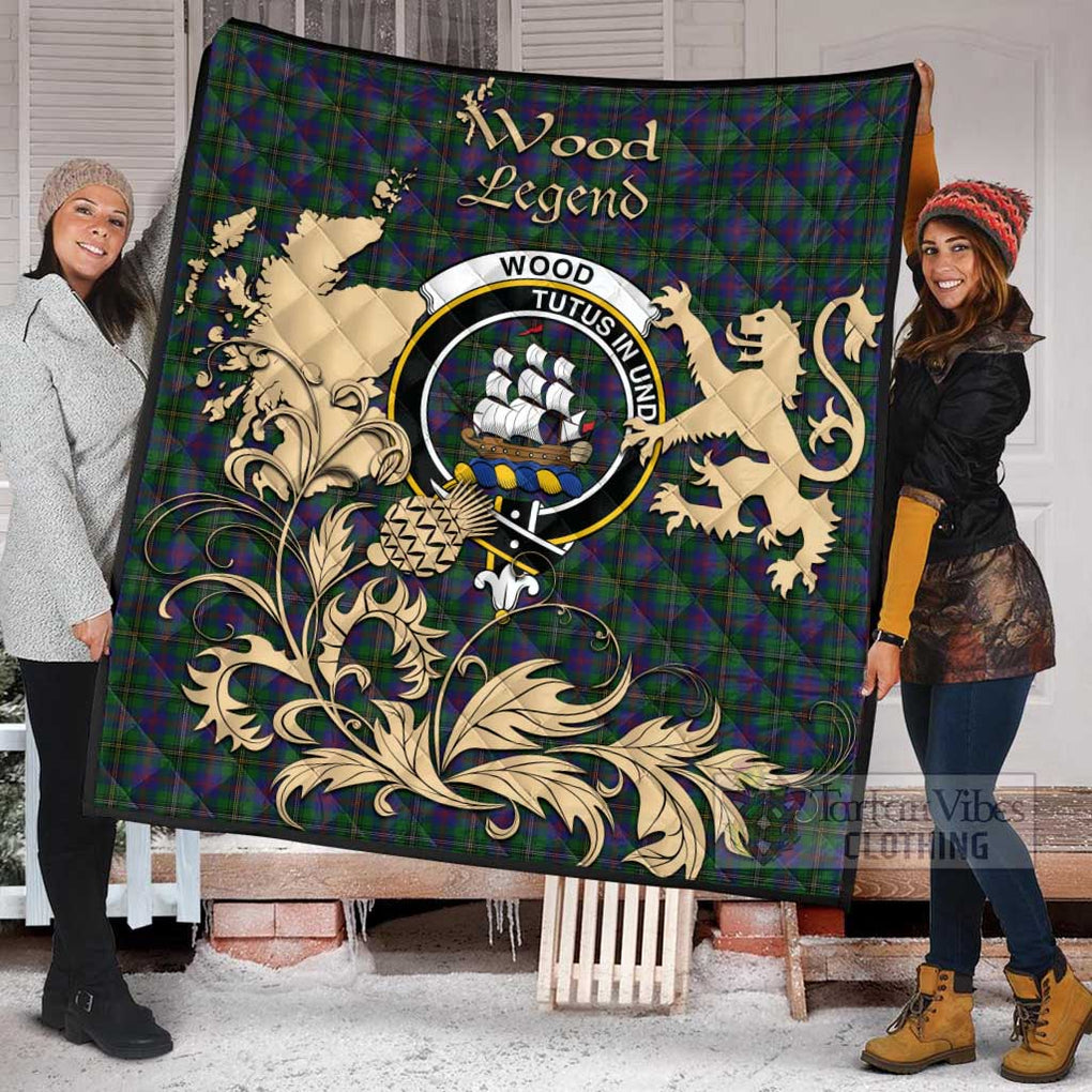 Tartan Vibes Clothing Wood Tartan Quilt with Family Crest and Scottish Symbol Style