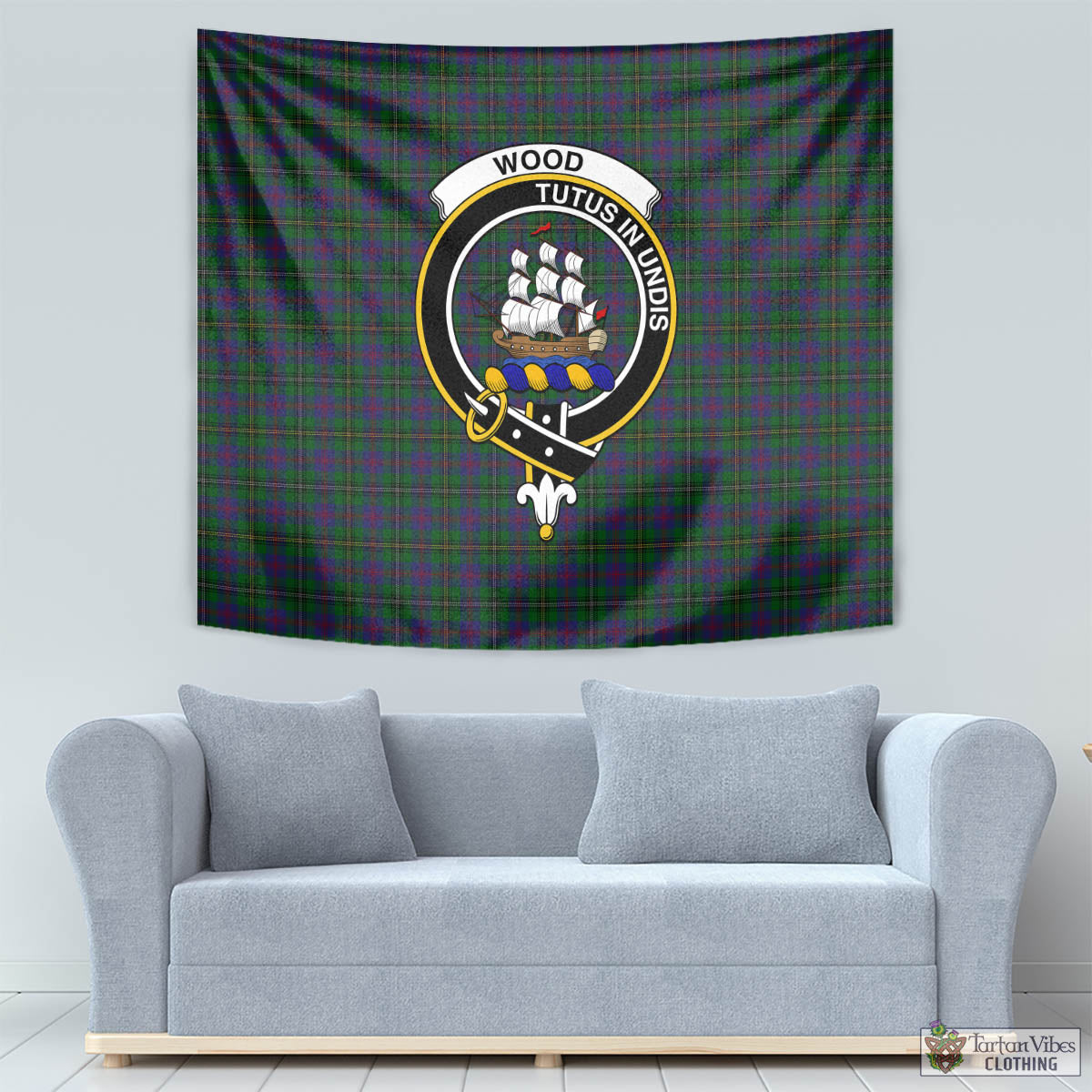 Tartan Vibes Clothing Wood Tartan Tapestry Wall Hanging and Home Decor for Room with Family Crest