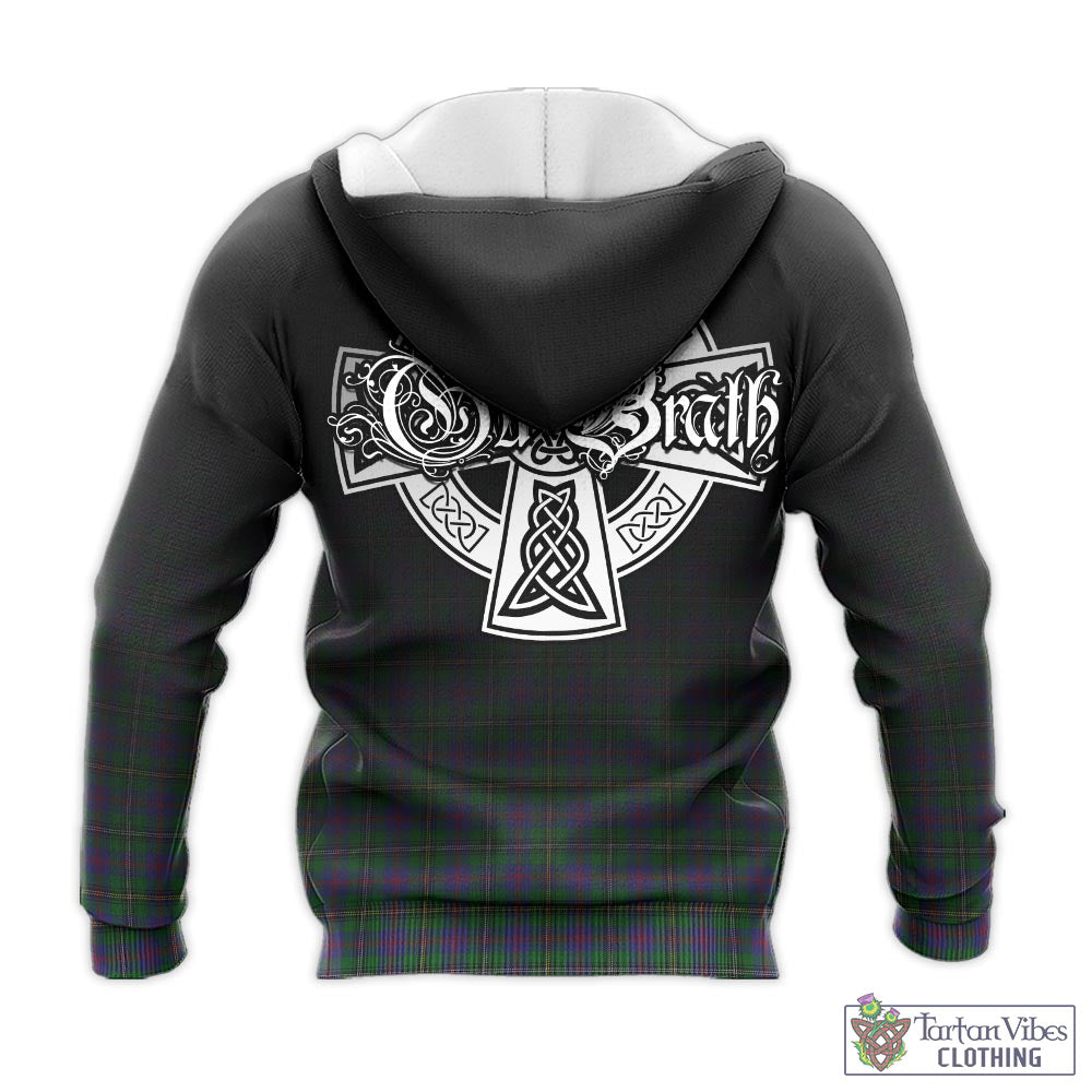 Tartan Vibes Clothing Wood Tartan Knitted Hoodie Featuring Alba Gu Brath Family Crest Celtic Inspired