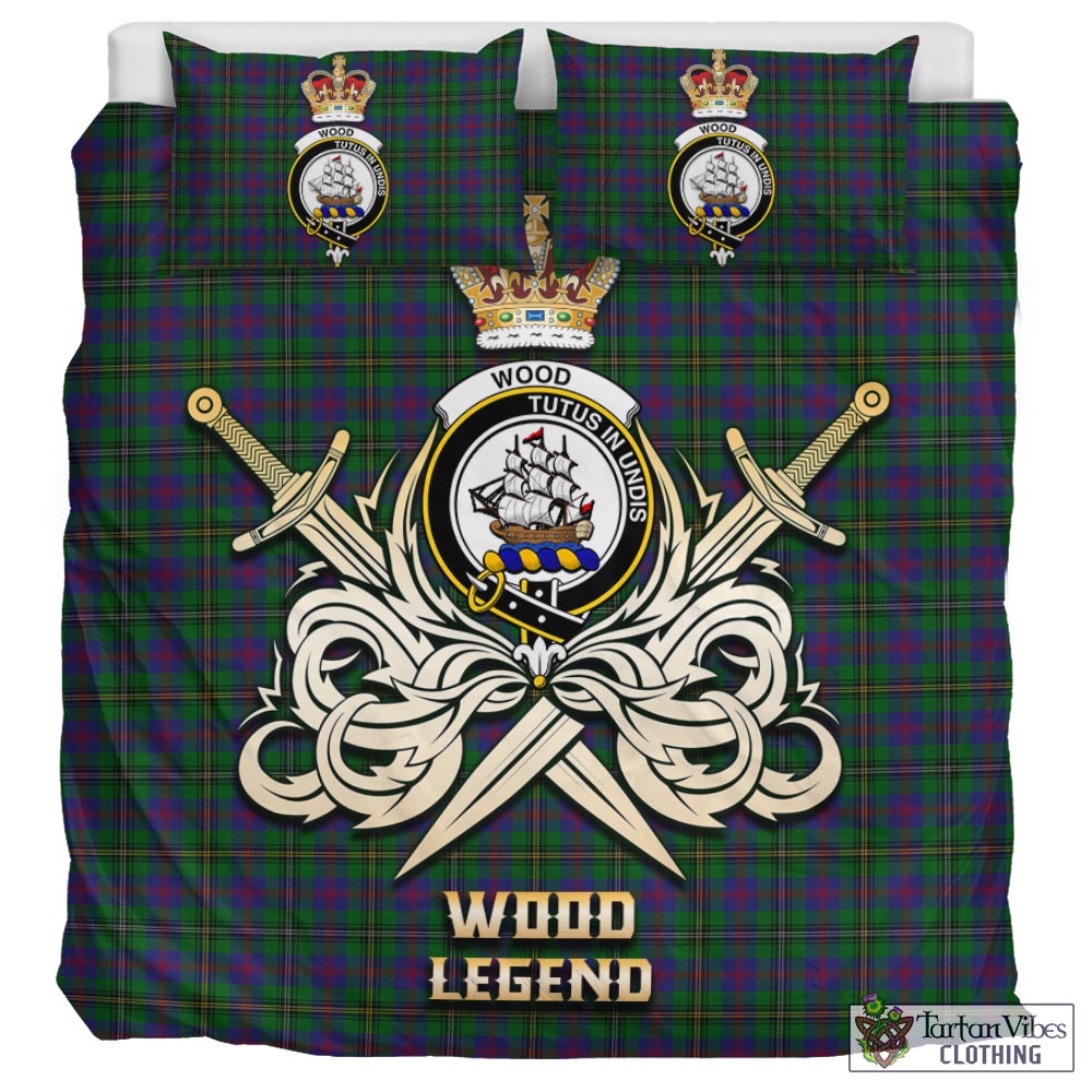 Tartan Vibes Clothing Wood Tartan Bedding Set with Clan Crest and the Golden Sword of Courageous Legacy