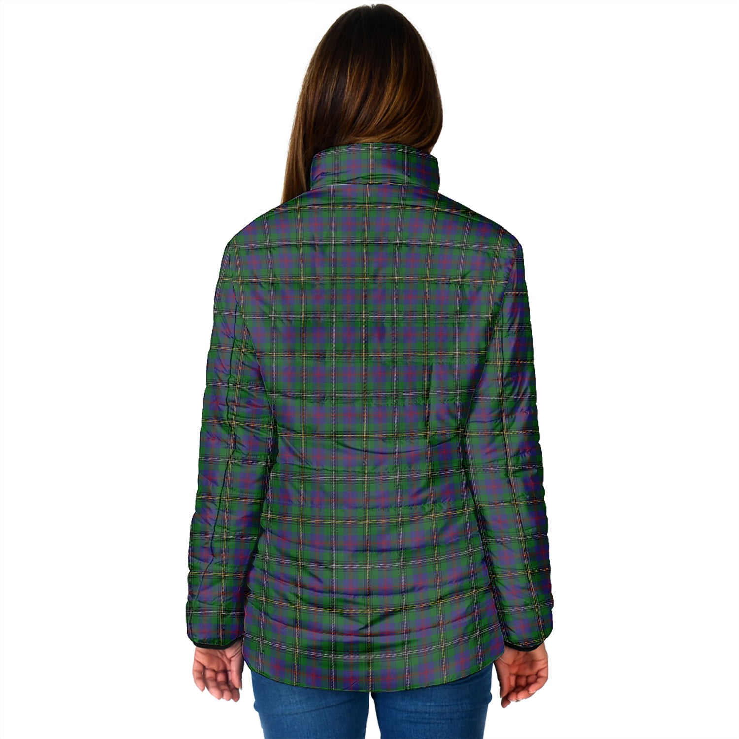 Wood Tartan Padded Jacket with Family Crest - Tartan Vibes Clothing