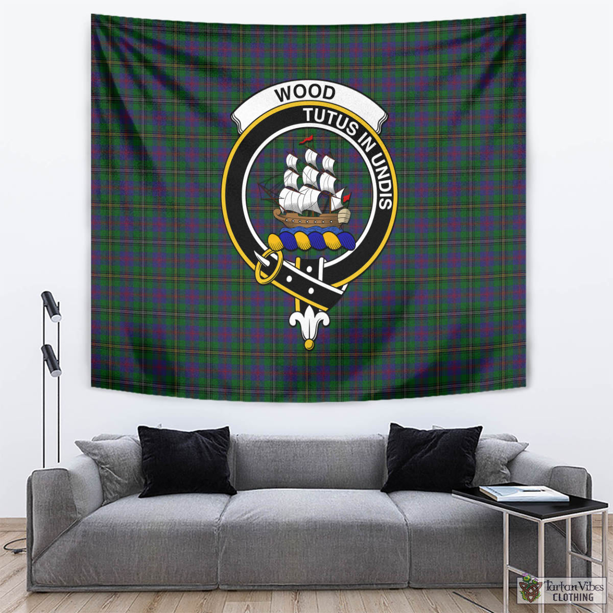 Tartan Vibes Clothing Wood Tartan Tapestry Wall Hanging and Home Decor for Room with Family Crest